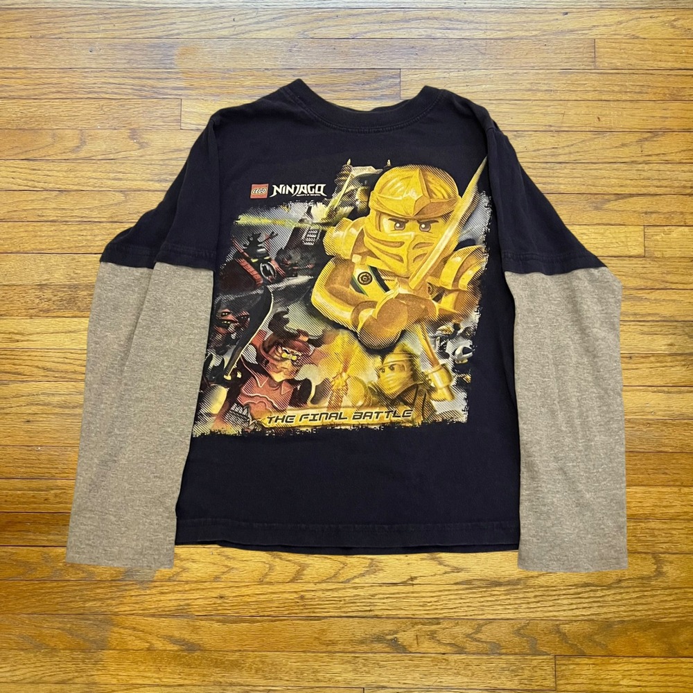 Lego Ninjago Boys Shirt Small The Final Battle Golden Ninja Long Sleeve Navy
